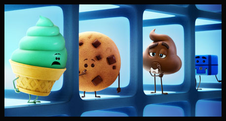 Ice Cream, Cookie, Poop and Luggage in Columbia Pictures and Sony Pictures Animation's THE EMOJI MOVIE.