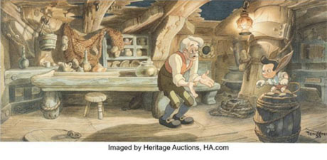Celebrating 100 Years of Disney: PART II Signature Auction 18 Pinocchio concept art 460