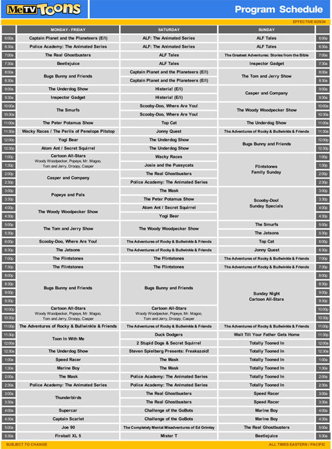 MeTV Toons Schedule 1 480