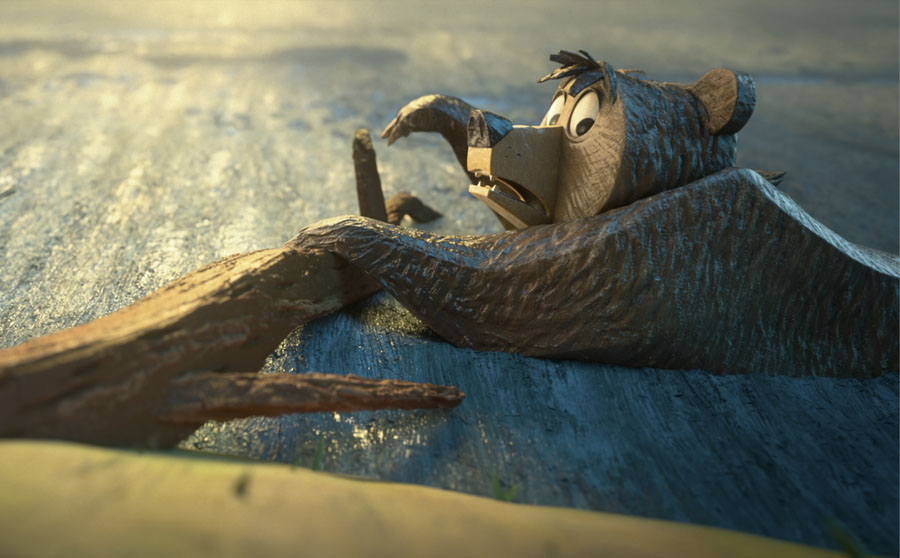 'Forevergreen': How Two Disney Animators Created a Hand-Carved Look in Their Short About the Bond Between a Bear and a Tree 1 Forevergreen Bear in the Rapids 900