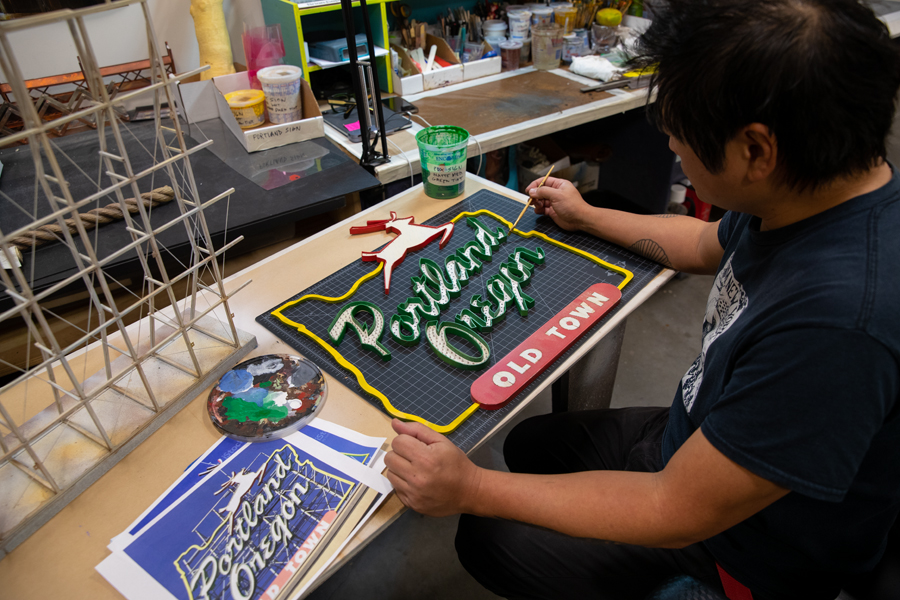 'Wildwood' Set Visit: Laika Previews its Most Ambitious Stop-Motion Fantasy Adventure 8 Portland Signage BTS Credit LAIKA 900